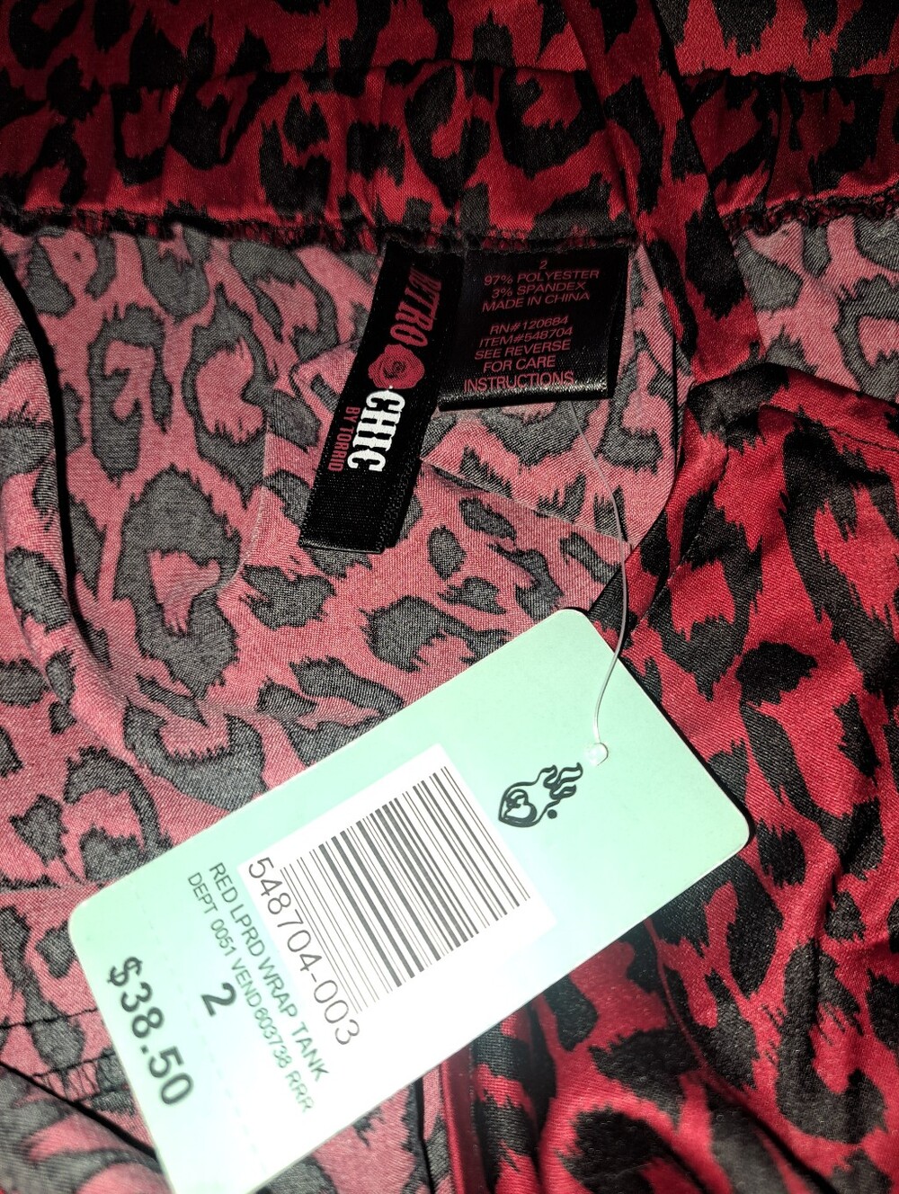 #062 Torrid 2 Red Leopard Print Wrap Camisole Top - Picture 4 of 4